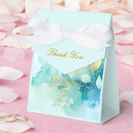 Custom Thank You Gold Script Mr & Mrs Fresh Mint Bedankdoosjes