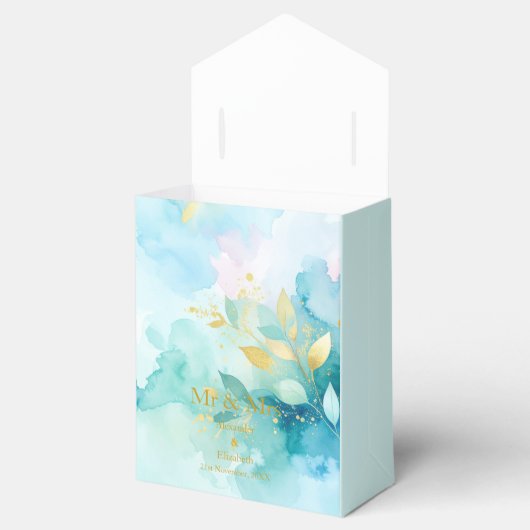 Custom Thank You Gold Script Mr & Mrs Fresh Mint Bedankdoosjes (Geopend)