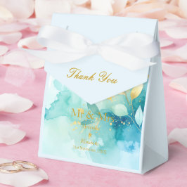 Custom Thank You Gold Script Mr & Mrs Fresh Mint Bedankdoosjes