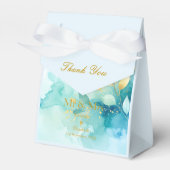 Custom Thank You Gold Script Mr & Mrs Fresh Mint Bedankdoosjes (Voorkant Zijde)