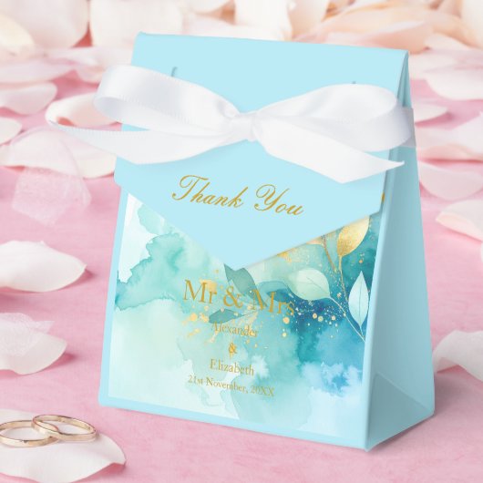 Custom Thank You Gold Script Mr & Mrs Fresh Mint Bedankdoosjes (Huwelijk)