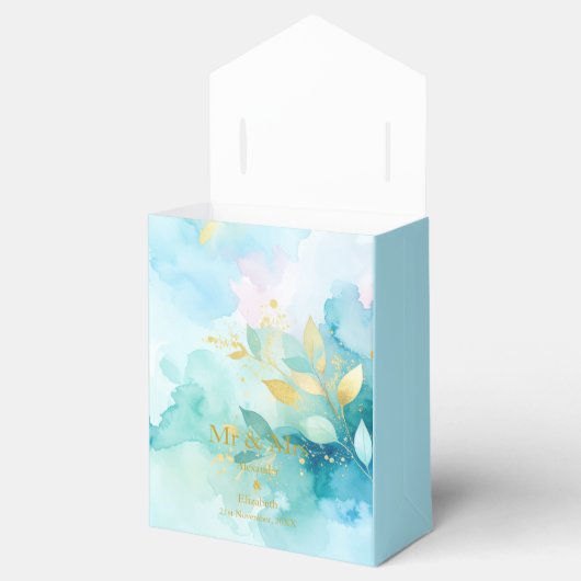 Custom Thank You Gold Script Mr & Mrs Fresh Mint Bedankdoosjes (Geopend)