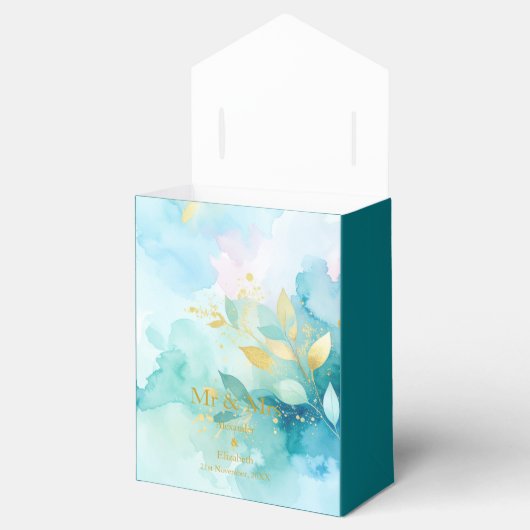 Custom Thank You Gold Script Mr & Mrs Fresh Mint Bedankdoosjes (Geopend)