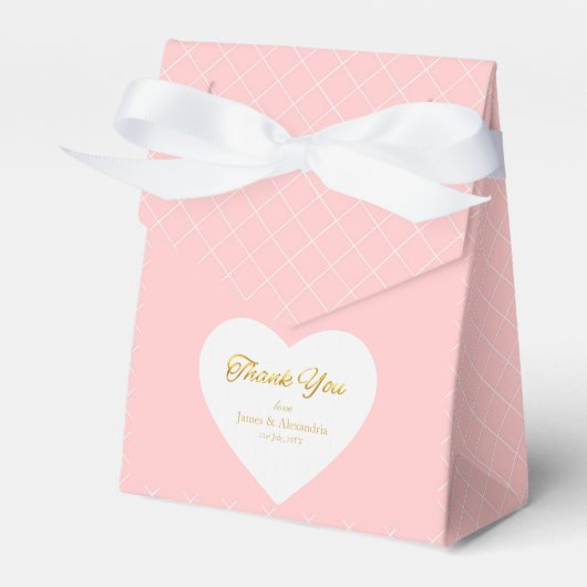 Custom Thank You Gold Script Pink Heart Favour Box Bedankdoosjes (Voorkant Zijde)