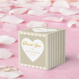 Custom Thank You Gold Stripes White Heart Bedankdoosjes