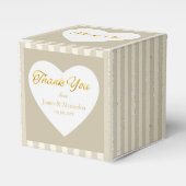 Custom Thank You Gold Stripes White Heart Bedankdoosjes (Voorkant Zijde)