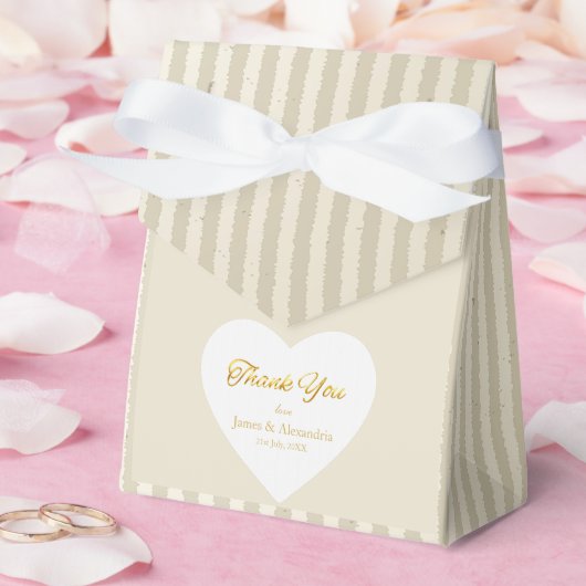 Custom Thank You Gold Stripes White Heart Bedankdoosjes (Huwelijk)