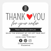 Custom Thank You Sticker With Logo & Offer (Voorkant)