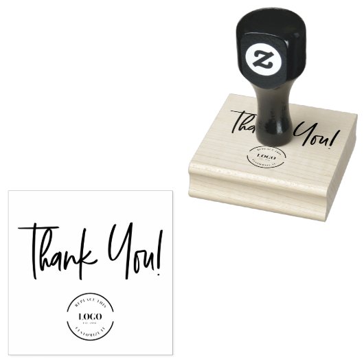 Custom Thank You with Small Business Logo Rubberstempel (Gestempeld)