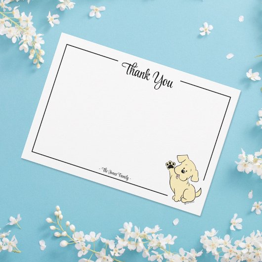 Custom Thank You Yellow Lab Puppy Note Card Bedankkaart