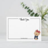 Custom Thank You Yorkie Bow Cute Dog Note Card Bedankkaart (Staand voorkant)