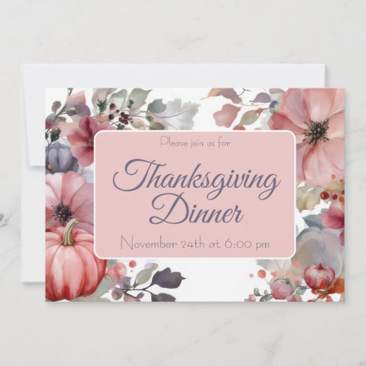 Custom Thanksgiving Dinner Pumpkin Invitation Kaart (Voorkant)