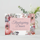 Custom Thanksgiving Dinner Pumpkin Invitation Kaart (Staand voorkant)