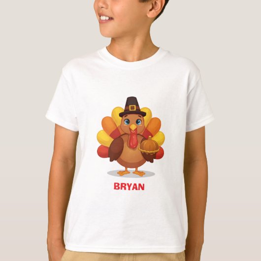 Custom Thanksgiving Turkey Kids T-shirt (Voorkant)