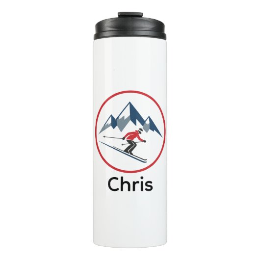 Custom Thermal Tumbler – Downhill Skier Logo Desig Thermosbeker (Voorkant)