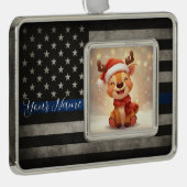 Custom Thin Blue Line Framed Ornament (Rechts)