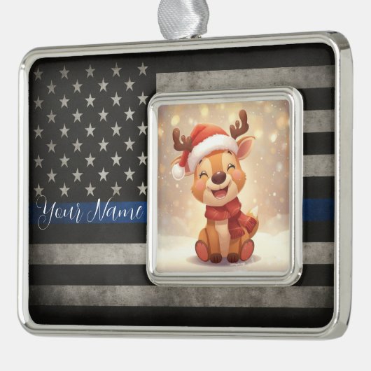 Custom Thin Blue Line Framed Ornament (Links)