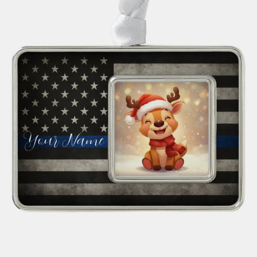 Custom Thin Blue Line Framed Ornament (Voorkant)