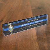 Custom Thin Blue Line Politieagent Dept Logo Naambordje (Zijkant)