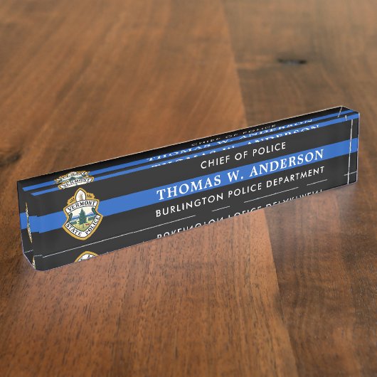 Custom Thin Blue Line Politieagent Dept Logo Naambordje (Zijkant)