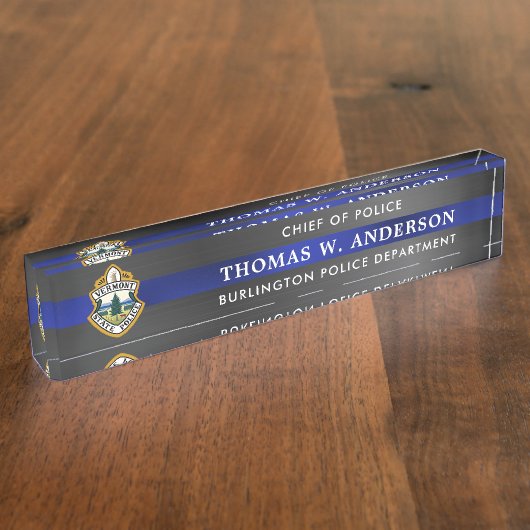 Custom Thin Blue Line Politieagent Law Dept Logo Naambordje (Zijkant)