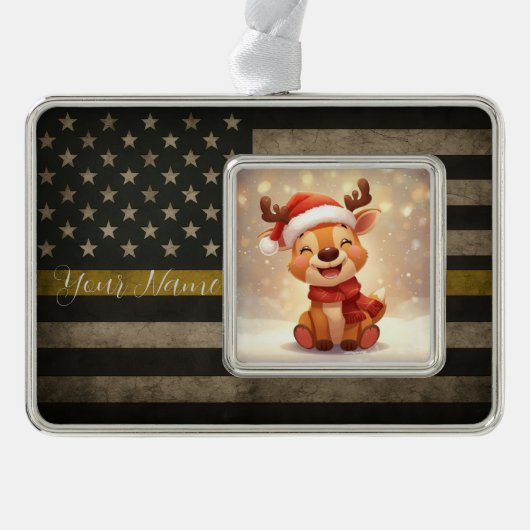 Custom Thin Gold Line Framed Ornament (Voorkant)