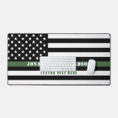 Custom Thin Green Line USA Flag Militaire Soldaat Bureaumat (Keyboard & Muis)