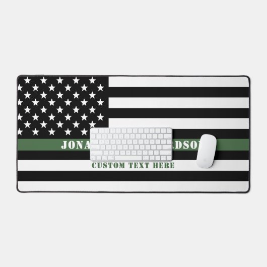 Custom Thin Green Line USA Flag Militaire Soldaat Bureaumat (Keyboard & Muis)