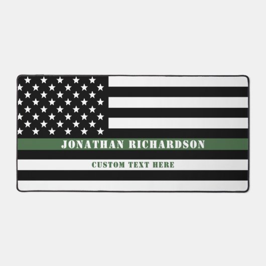 Custom Thin Green Line USA Flag Militaire Soldaat Bureaumat (Voorkant)