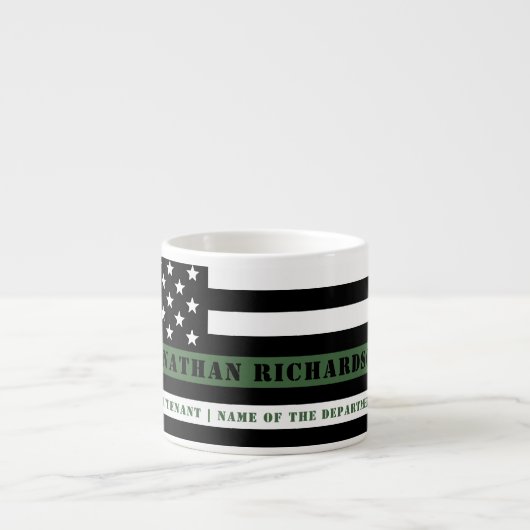 Custom Thin Green Line USA Flag Militaire Soldaat Espresso Kop (Voorkant)