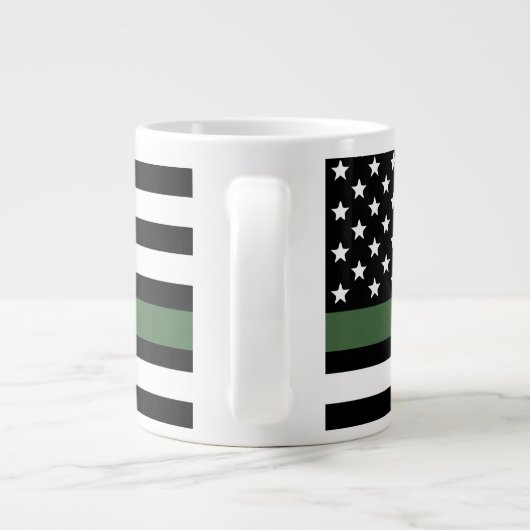 Custom Thin Green Line USA Flag Militaire Soldaat Grote Koffiekop (Achterkant)