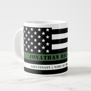 Custom Thin Green Line USA Flag Militaire Soldaat Grote Koffiekop