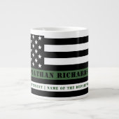 Custom Thin Green Line USA Flag Militaire Soldaat Grote Koffiekop (Voorkant)