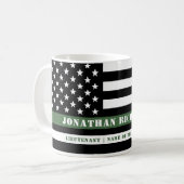 Custom Thin Green Line USA Flag Militaire Soldaat Koffiemok (Voorkant links)