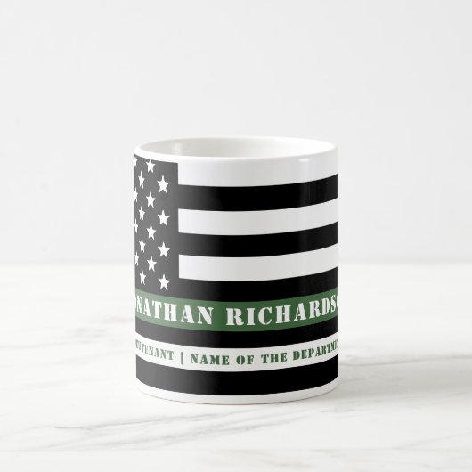 Custom Thin Green Line USA Flag Militaire Soldaat Koffiemok (Center)