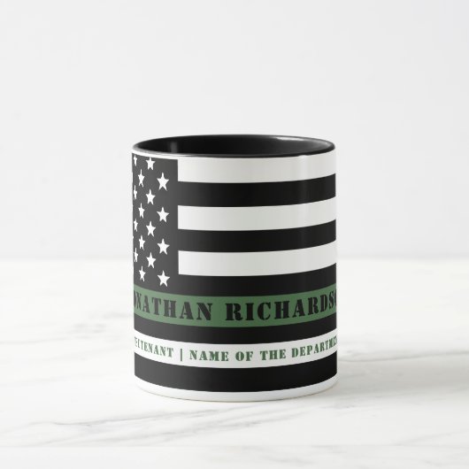 Custom Thin Green Line USA Flag Militaire Soldaat Mok (Midden)