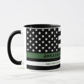 Custom Thin Green Line USA Flag Militaire Soldaat Mok (Links)
