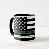 Custom Thin Green Line USA Flag Militaire Soldaat Mok (Voorkant links)