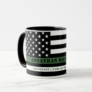 Custom Thin Green Line USA Flag Militaire Soldaat Mok