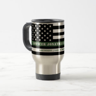 Custom Thin Green Line USA Flag Militaire Soldaat Reisbeker
