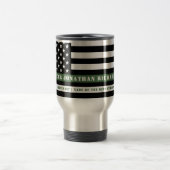 Custom Thin Green Line USA Flag Militaire Soldaat Reisbeker (Center)