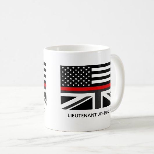 Custom Thin Red Line Amerikaanse en Britse vlag Koffiemok (Voorkant rechts)