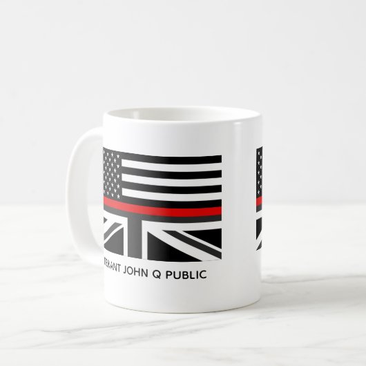 Custom Thin Red Line Amerikaanse en Britse vlag Koffiemok (Voorkant links)