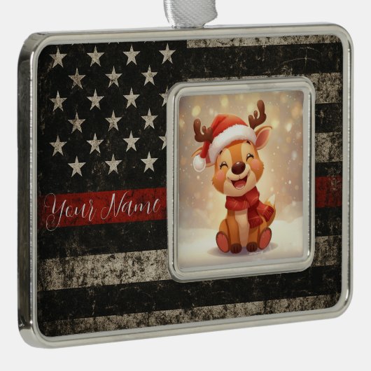 Custom Thin Red Line Framed Ornament (Rechts)