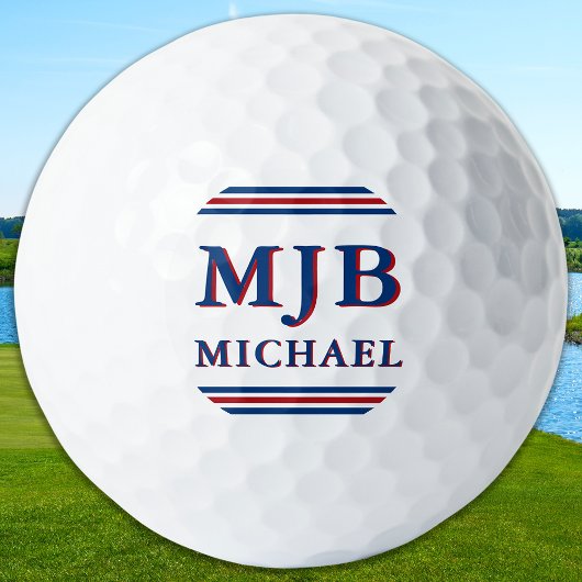 Custom Three Initial Monogram Sporty Personalized Golfballen
