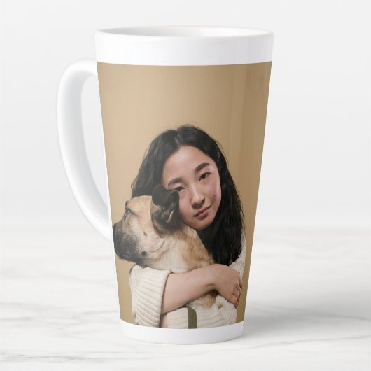 Custom Three-Photo Collage and Personalized Text Latte Mok (Linkerhoek)