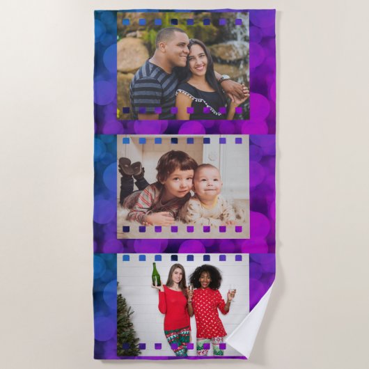 Custom Three Photo Personalized Picture Film Strandlaken (Voorkant)
