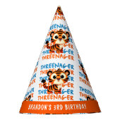 Custom Threenager Tiger Boy 3e verjaardag Feesthoedjes (Voorkant)