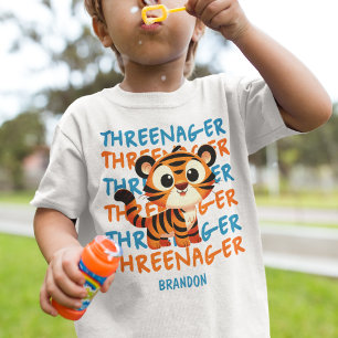 Custom Threenager Tiger Boy 3e Verjaardagsfeestje Kinder Shirts