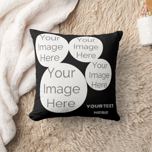 custom Throw Pillow 4 photo text template black Kussen (Deken)